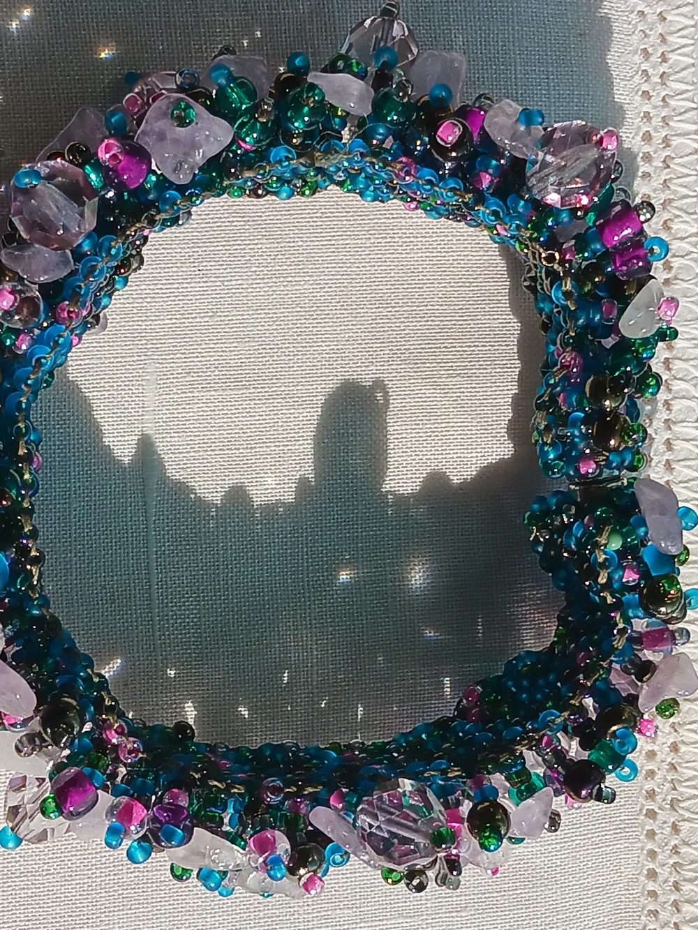 Handmade Beaded Bracelet with Gemstones.Magnet Clasp.